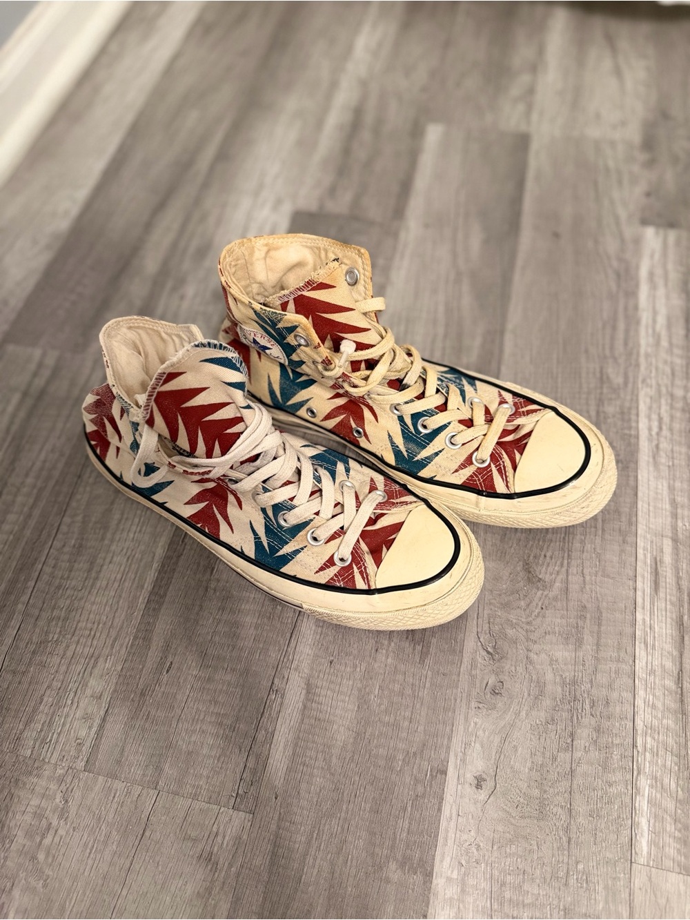 Red and Blue Patterned Converse Chuck 70s